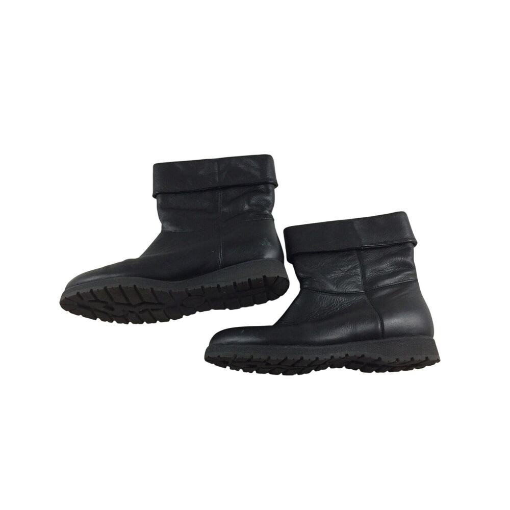 Zodiac Rocks Booties 7.5 Vintage Black Leather Fold Over Ankle Boots Thick Sole